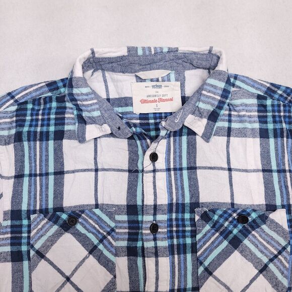 Urban Pipeline Tartan Flannel Button Up Shirt Mens Size Small S Blue White - Picture 1 of 11